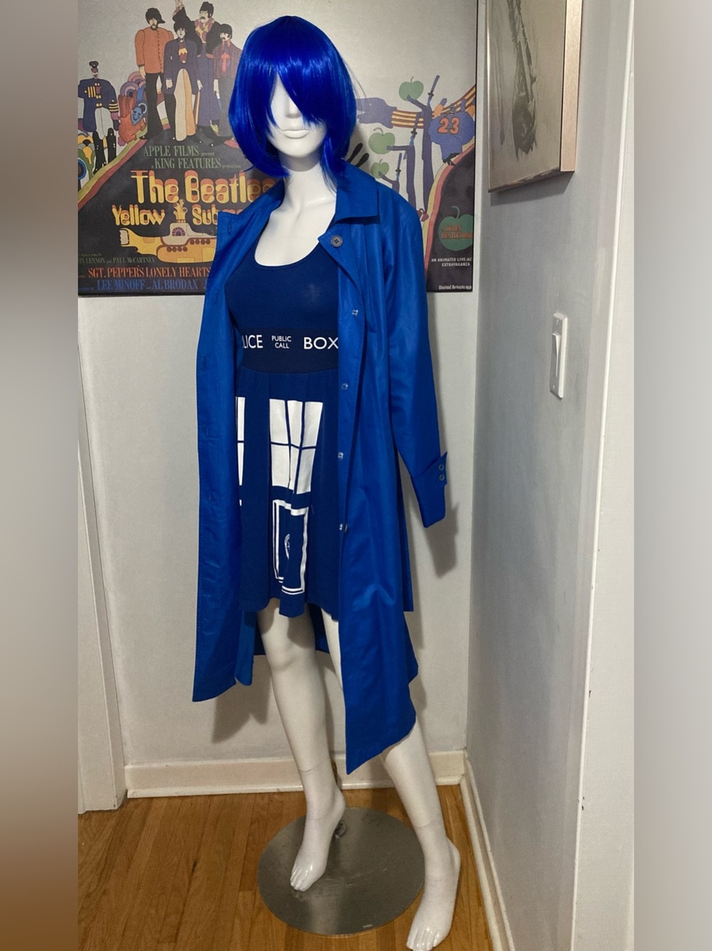 Doctor Who Tardis Adult Halloween 3pc Costume w/Vintage Trench Coat